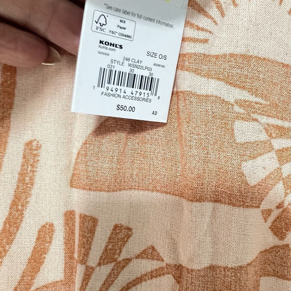 Sonoma Kimono Cover Up Women One Size Orange Long Boho Coastal Airy Resort NEW - Picture 8 of 9